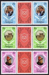 Antigua 623-625 gutter,MNH. Royal wedding 1981.Charles-Diana.Glamis Castle.