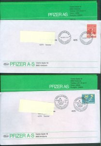 Denmark. 2 FDC 1972. Commercial Pfizer Pharmaceutical,Content. Sc# 507+ B46