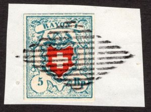 1851, Switzerland 5r, Used Forgery, Sc 10