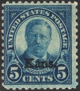 SC#663 5¢ Theodore Roosevelt: Kansas Overprint (1929) MH