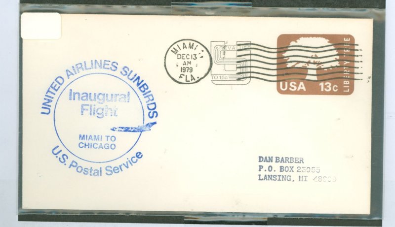 US U588 1979  miami to chicago, backstamp chicago, 1979