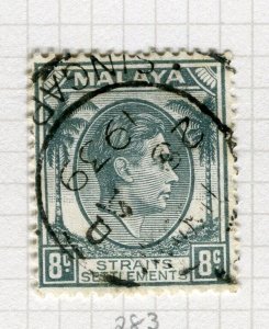 STRAITS SETTLEMENTS; 1937 early GVI issue fine used Shade of 8c. value