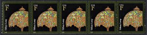 SC#3758A 1¢ Tiffany Lamp Plate Strip of Five: #S11111 (2008) MNH