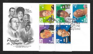 UNITED STATES FDC 29¢ Popular Singers PLATE BLOCK 1994 ArtCraft