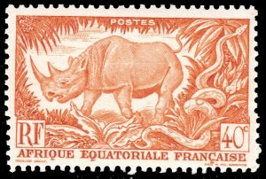 French Equatorial Africa #168  MNH - Black Rhinoceros and Python (1946)