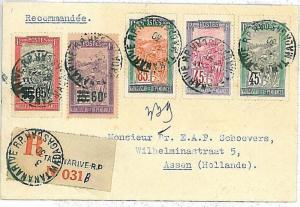 MADAGASCAR : REGISTERED MAIL COVER TO THE NETHERLANDS 1930