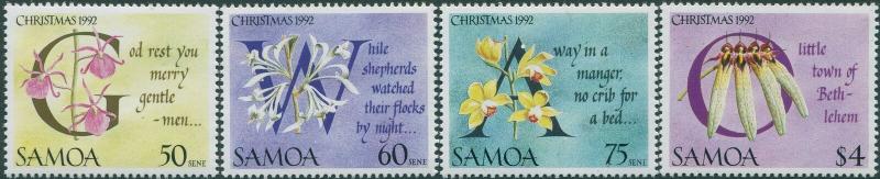 Samoa 1992 SG886-889 Christmas Orchids set MNH