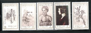 ALBANIA Sc 1218-22 NH issue of 1969 - ART OF DA VINCI 