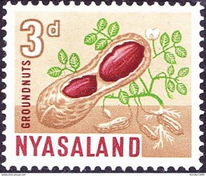 NYASALAND 1964 QEII 3d Red-Brown, Yellow-Green & Bistre-Brown SG202 MH