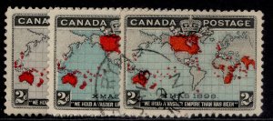 CANADA QV SG166-168, 1898 Imperial postage set, FINE USED. Cat £22. CDS