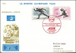 Austria Austrian Airlines Innsbruck to Vienna 1964 IX Winter Olympic Flight C...