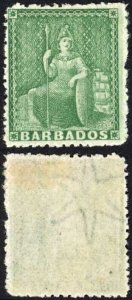 Barbados SG43 (1/2d) Green Wmk Star Rough Perf 14 to 16 M/M Cat 180 pounds