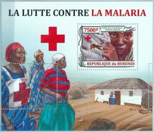 A1480- BURUNDI, ERROR, МISPER, Souvenir sheet: 2013 Malaria, Red Cross, Medicine