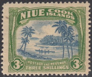 Niue 1938 MH Sc #75 3sh Canoe, Coastal scene - wmk 61 Variety