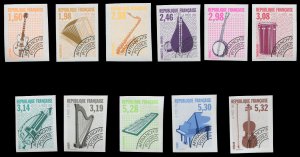 France, 1950-Present #2273-2283 (YT 213-223) Cat€125, 1992 Musical Instrume...