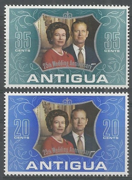 1972 Antigua 284-285 Silver Wedding Anniversary of Queen Elizabeth II