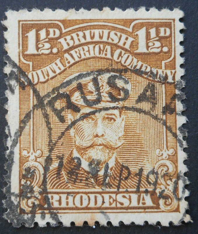 Rhodesia Admiral One and a Halfpence with RUSAPE no top to E (DC) postmark