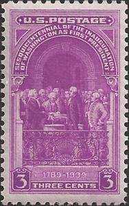 # 854 MINT NEVER HINGED WASHINGTON INAUGURATION