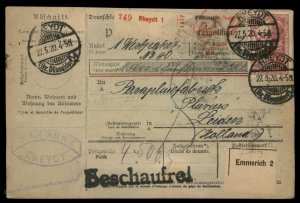 Germany 1920 Germania 2.5 1.25 1.50  Mark Wmk Cover Leiden Holland G96035