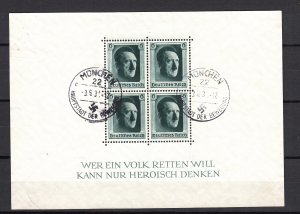 Z4918 JLStamps 1937 germany used s/s #b102 hitler swastika cancels