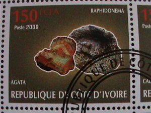 IVORY COAST-2009- WORLD MINERIAL CTO SHEET-VERY FINE WITH BEAUTIFUL CANCEL