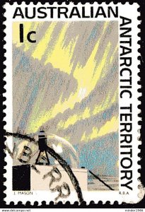 AUSTRALIAN ANTARCTIC TERRITORY (AAT) 1966 QEII 1c Multicoloured, 'Aurora & Ca...