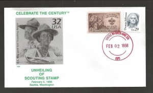 1998 Boy Scouts Celebrate Century # 3183j SOSSI stamp unveiling Seattle