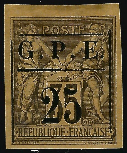 Guadeloupe Scott #2 Overprint Unused VF hr SCV$65...French Colonies are hot!