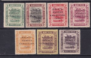 Brunei, Scott 14b-30a,  1922 Exhib O/P to 25c w Varieties, VF, MLH.  Scott $114+