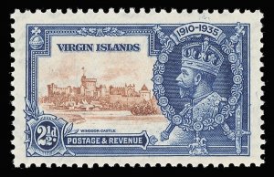 British Virgin Is 1935 KGV Silver Jubilee 2½d KITE & HORIZONTAL LOG mnh. SG 105l