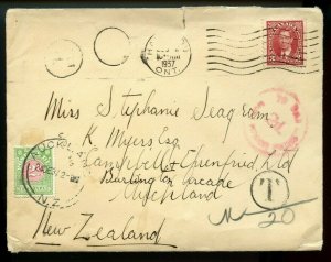 3c Mufti SHORT PAID POSTAGE DUE to NEW ZEALAND T20 centimes / 2ddue cover Canada