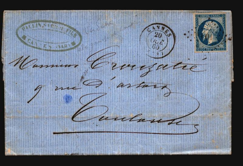 France 1860 Letter Cover / Cannes CDS - Z15720