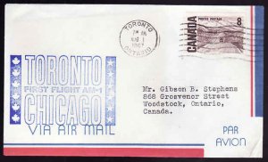 Canada-cover #13461-8c [AAMC 6745c]-1st flight Toronto-Chicago- Aug 1 1967