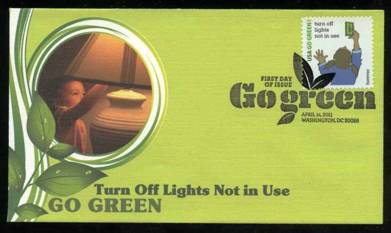 US 4524d Go Green Turn Off lighets not in use UA Fleetwood cachet FDC