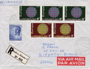 Luxembourg 1970 Registered Airmail Cover with Europa issue. to Israel