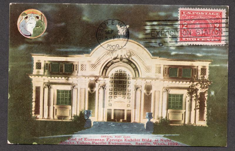 **US 1909 Alaska Yukon Pacific Expo Post Card #14, SC# 370, CV $65.00