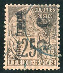 French Colonies, French Congo #11 Cat$135, 1891 5c on 25c, used