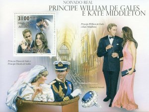 Guinea-Bissau Royalty Stamps 2011 MNH Royal Engagement Prince William Kate 1v SS