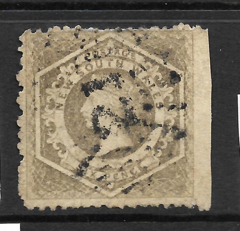 NEW SOUTH WALES 1860-72    6d  GREY BROWN  QV    FU  P12  SG 143