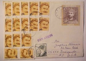 POLAND ENVELOPE WITH 30 ADDED STAMPS 1968 TARNOW