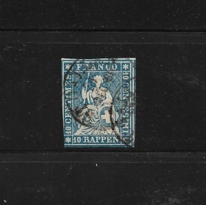 Switzerland Stamps: #37, 10r 1858-1862 'Sitting Helvetia' Issue; Used