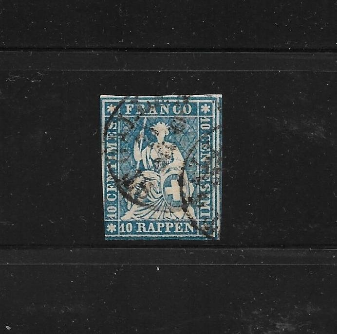 Switzerland Stamps: #37, 10r 1858-1862 'Sitting Helvetia' Issue; Used