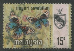 STAMP STATION PERTH Negri Sembilan #90 Butterfly Type & State Crest Used 1971