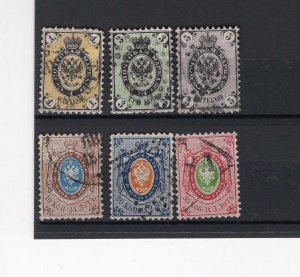 IMPERIAL RUSSIA YR 1858-64,SC 5-10,MI 5-11,USED,NO WMKS, PERF 12-1/2, WOVE PAPER