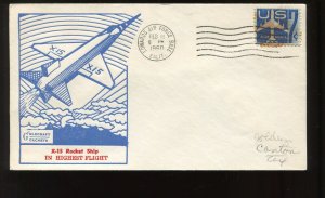 GOLDCRAFT CACHET X-15 HIGHEST FLIGHT FEB 11, 1960 EDWARDS AFB, CALIF (LV 827)