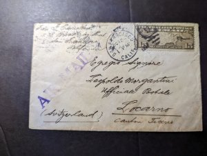 1927 USA Airmail Cover San Francisco CA to Lucerne Switzerland