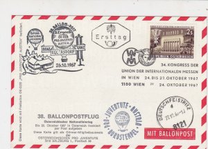 Austria 1967 Multi Slogan Cancels Balloon Post Stationary Stamps Card Ref 27532