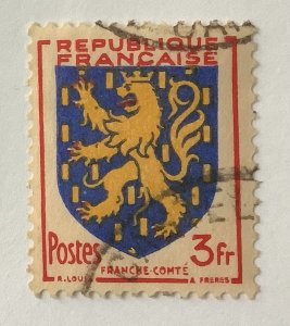 France 1951 Scott 663 used -  3fr, Regional Coat of Arms, Franche-Comté