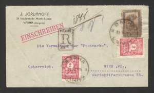 BULGARIA TO AUSTRIA -R LETTER WITH MIXED POSTAGE DUE AND DEFINITIVE STAMP-192?