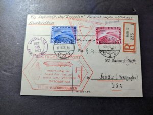 1933 Germany Airmail LZ 127 Graf Zeppelin Cover Chicago Flight to Seattle WA USA